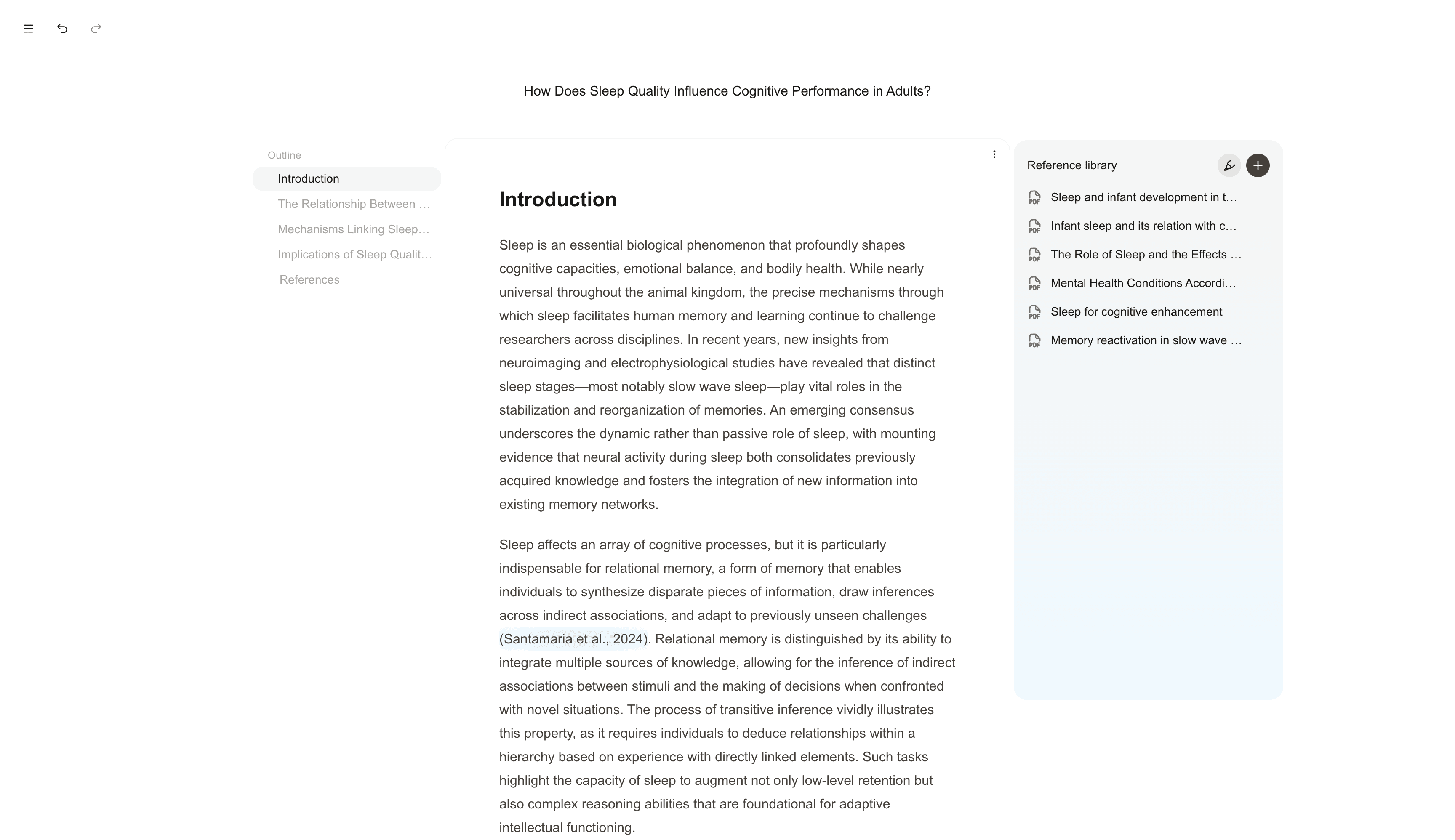 Thezis editor with document sections, research materials, and AI writing tools
